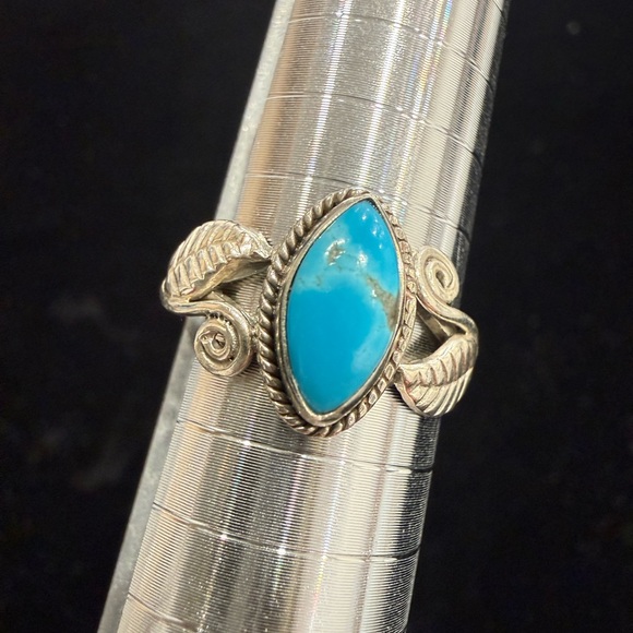 Turquoise 925 Sterling Silver Leaf Ring